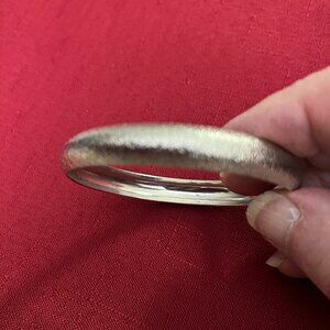 Vintage Hammered Silver Toned Bangle Bracelet
